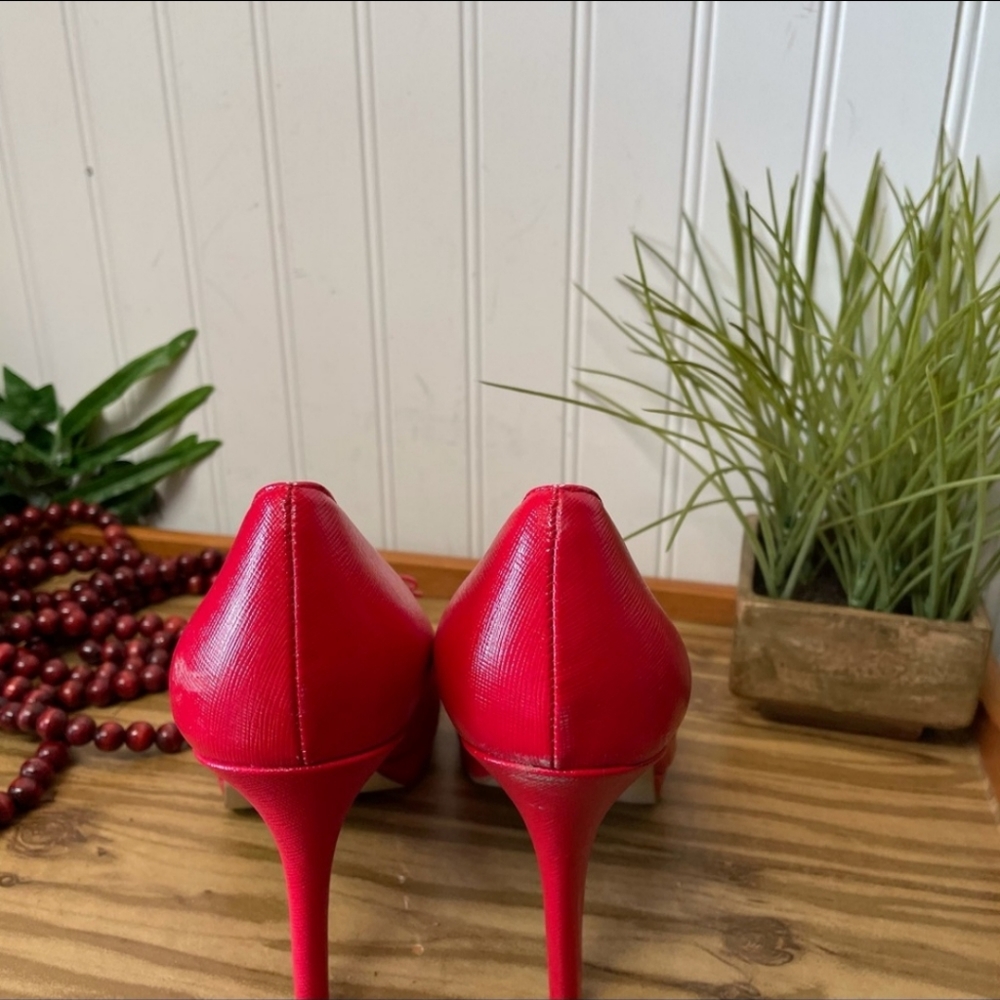 Marc Fisher Red Marsha Peep Toe Heels 8.5M - Picture 7 of 12